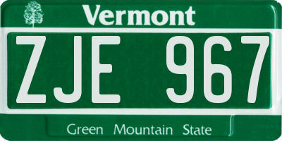 VT license plate ZJE967