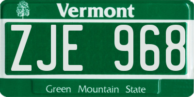 VT license plate ZJE968
