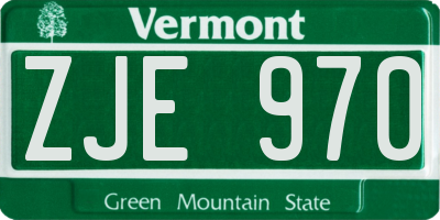 VT license plate ZJE970