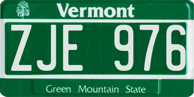 VT license plate ZJE976