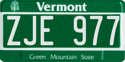 VT license plate ZJE977