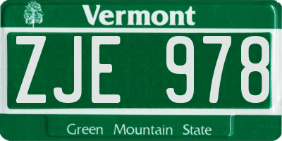 VT license plate ZJE978