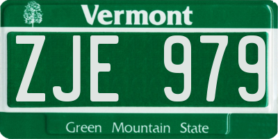 VT license plate ZJE979