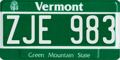 VT license plate ZJE983
