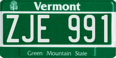VT license plate ZJE991