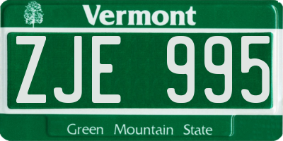 VT license plate ZJE995