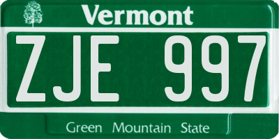 VT license plate ZJE997