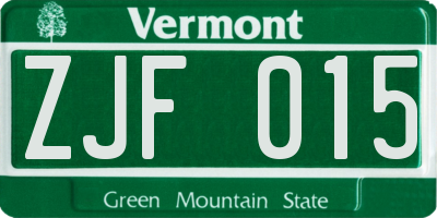 VT license plate ZJF015
