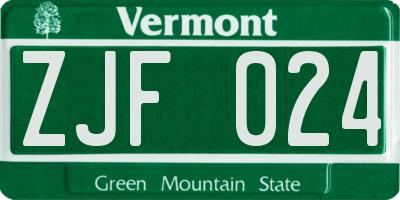 VT license plate ZJF024