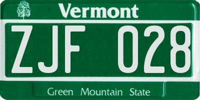 VT license plate ZJF028