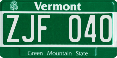VT license plate ZJF040
