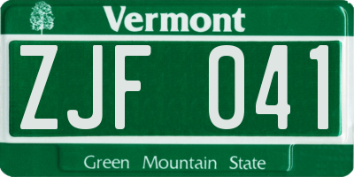 VT license plate ZJF041