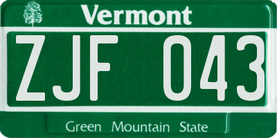 VT license plate ZJF043