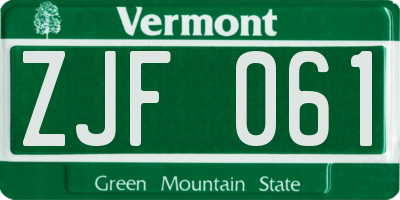 VT license plate ZJF061