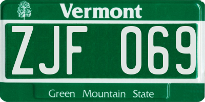 VT license plate ZJF069