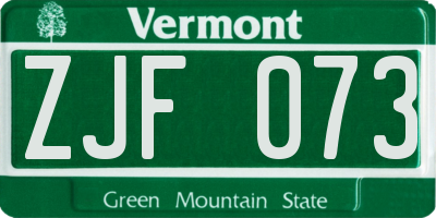 VT license plate ZJF073