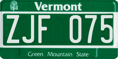 VT license plate ZJF075