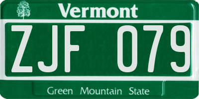 VT license plate ZJF079