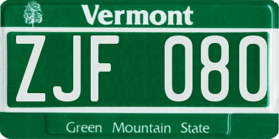 VT license plate ZJF080