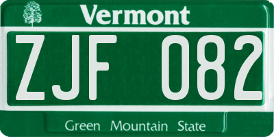 VT license plate ZJF082