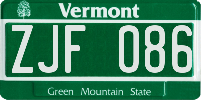 VT license plate ZJF086