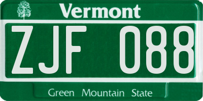 VT license plate ZJF088