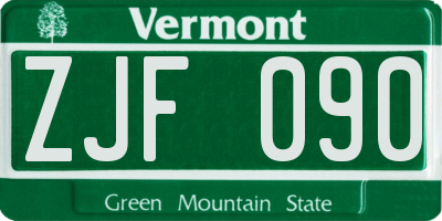VT license plate ZJF090