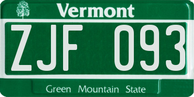 VT license plate ZJF093