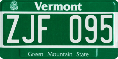 VT license plate ZJF095