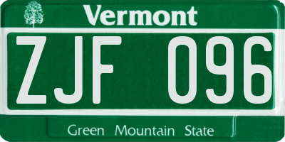 VT license plate ZJF096