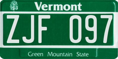 VT license plate ZJF097