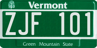 VT license plate ZJF101