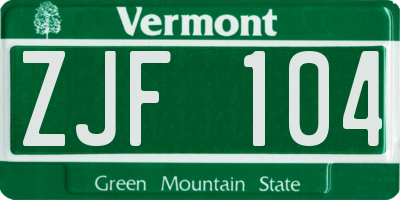 VT license plate ZJF104