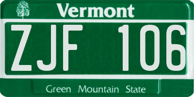 VT license plate ZJF106
