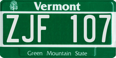 VT license plate ZJF107