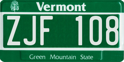 VT license plate ZJF108