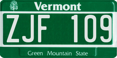VT license plate ZJF109