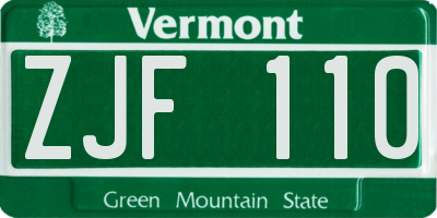 VT license plate ZJF110