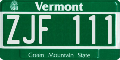 VT license plate ZJF111