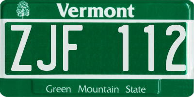 VT license plate ZJF112