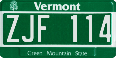 VT license plate ZJF114