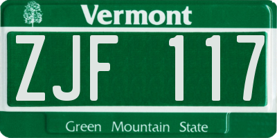 VT license plate ZJF117