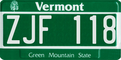 VT license plate ZJF118