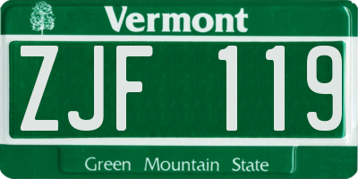 VT license plate ZJF119