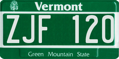 VT license plate ZJF120