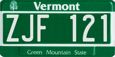 VT license plate ZJF121