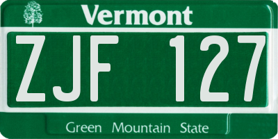 VT license plate ZJF127