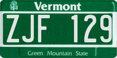 VT license plate ZJF129