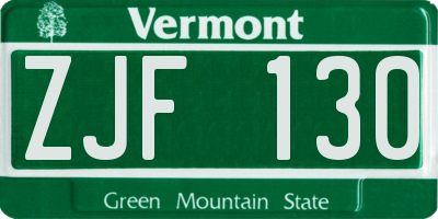 VT license plate ZJF130
