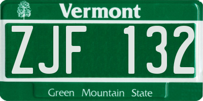 VT license plate ZJF132